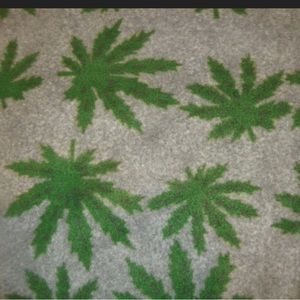 Hemp Weed Leaf Blanket Tied with a Black Backing   Size Appro: 41"x57" Hand Made